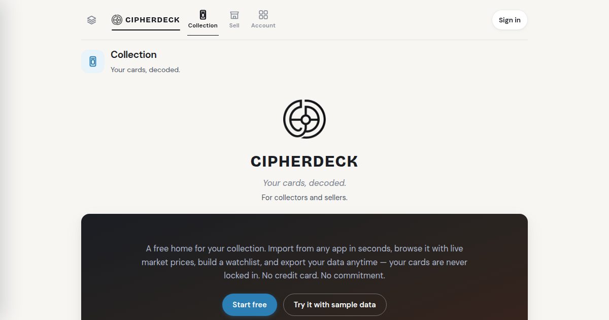CipherDeck — trading-card collection app