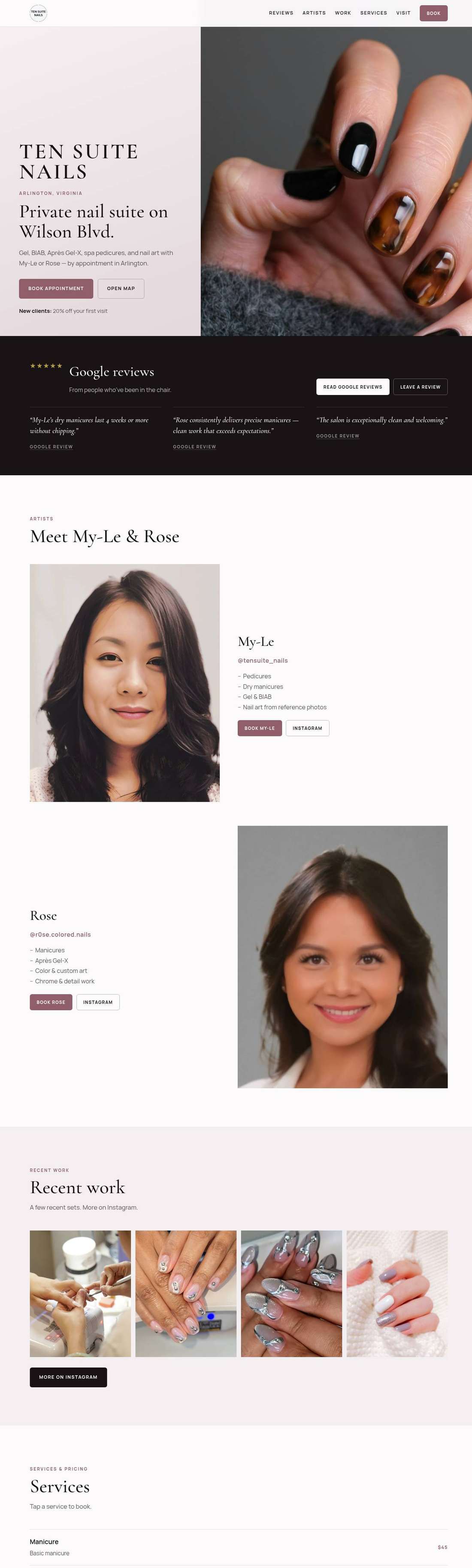 Ten Suite Nails website preview